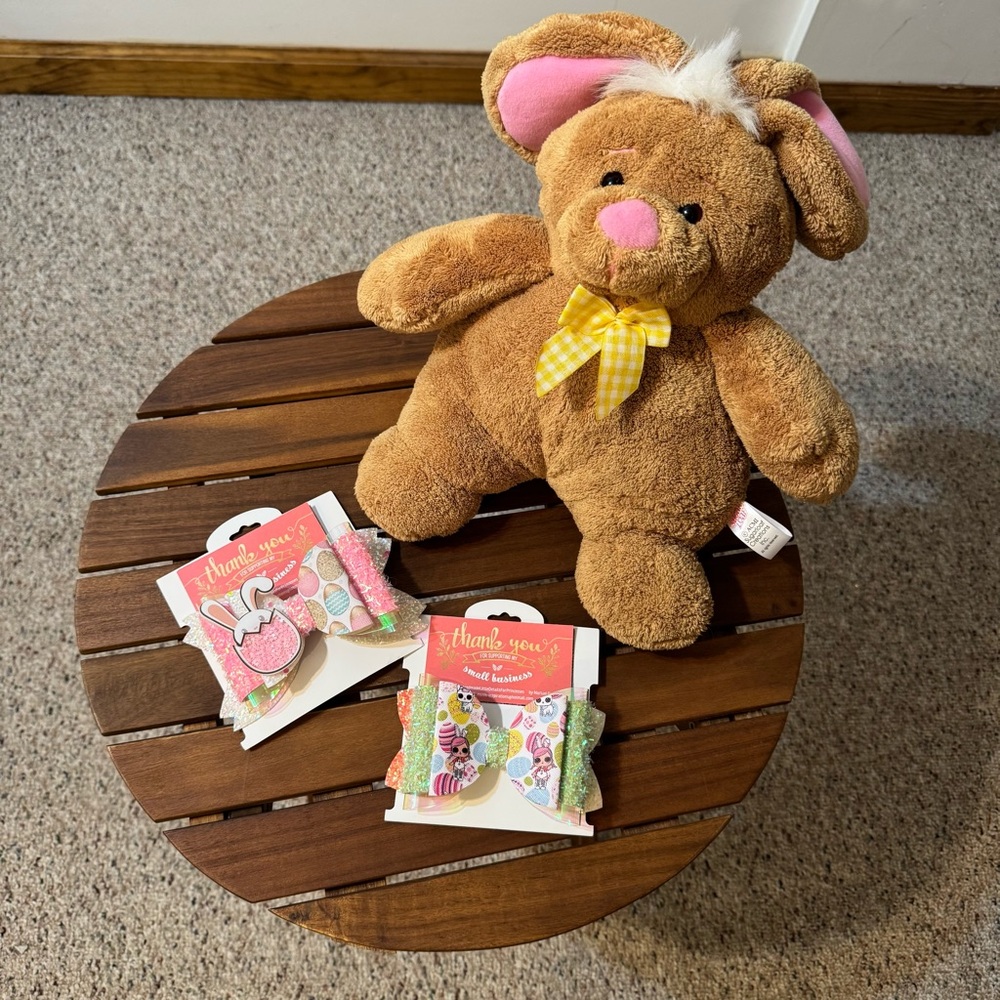 NWOT/ Handmade Easter Hair Clips / Bundle / Brown Plush Bunny